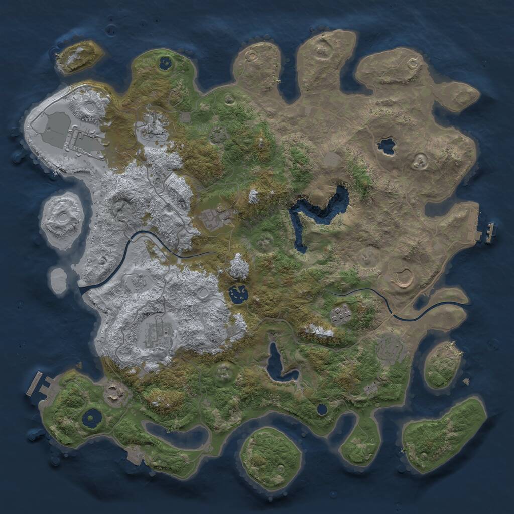 Rust Map: Procedural Map, Size: 4000, Seed: 2054098228, 14 Monuments