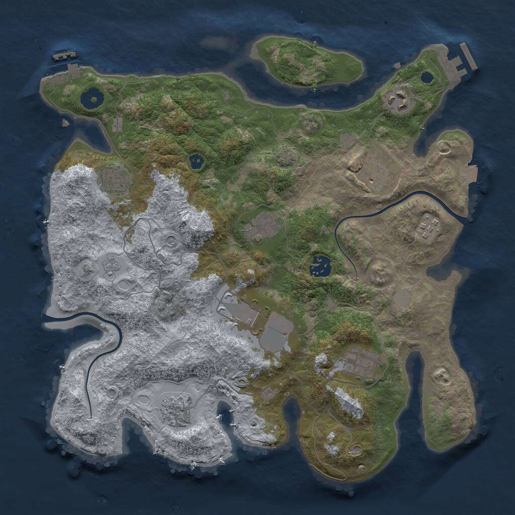 Rust Map: Procedural Map, Size: 3500, Seed: 1842767501, 15 Monuments