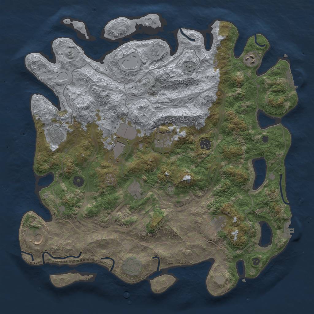 Rust Map: Procedural Map, Size: 4250, Seed: 54890776, 19 Monuments