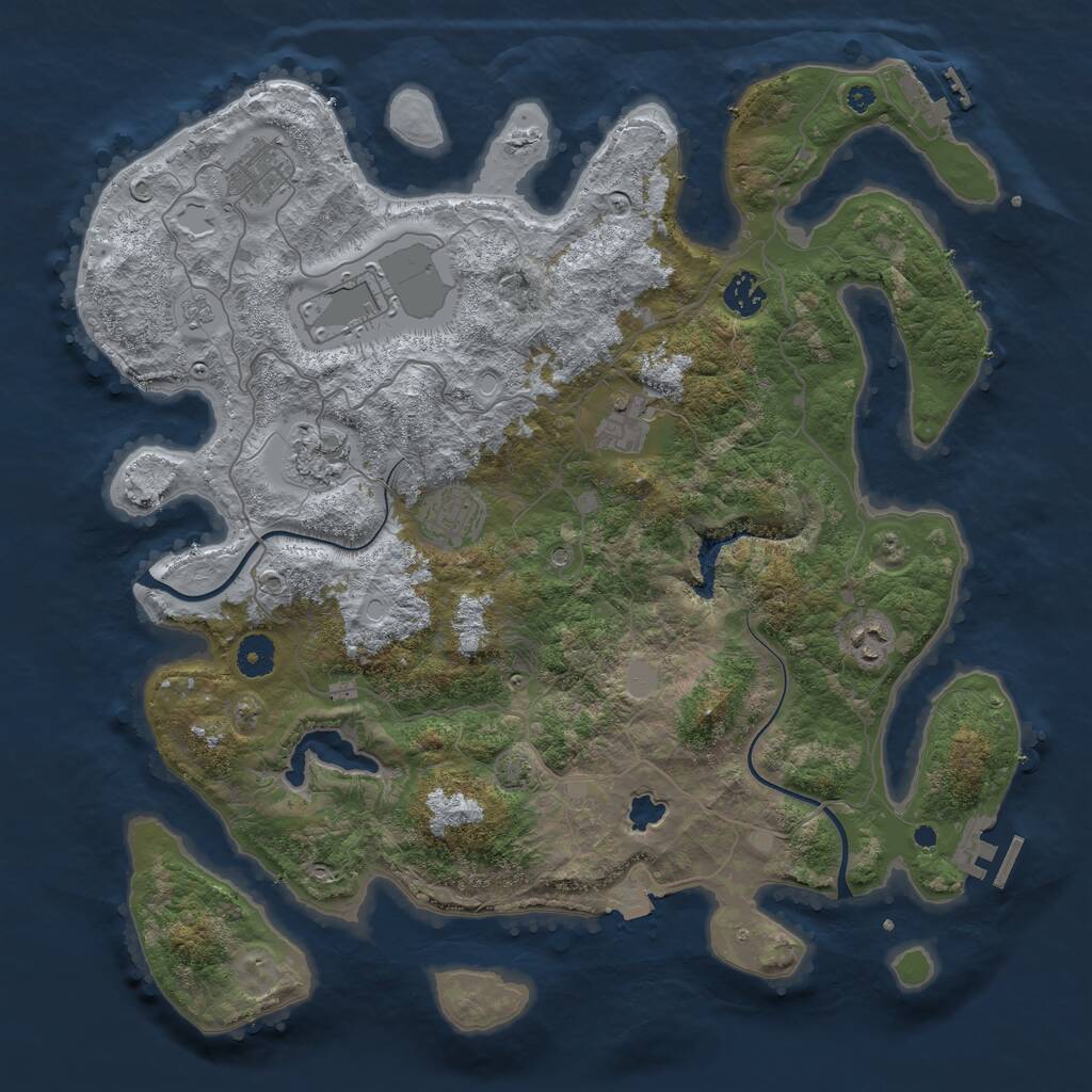 Rust Map: Procedural Map, Size: 4000, Seed: 100912, 13 Monuments