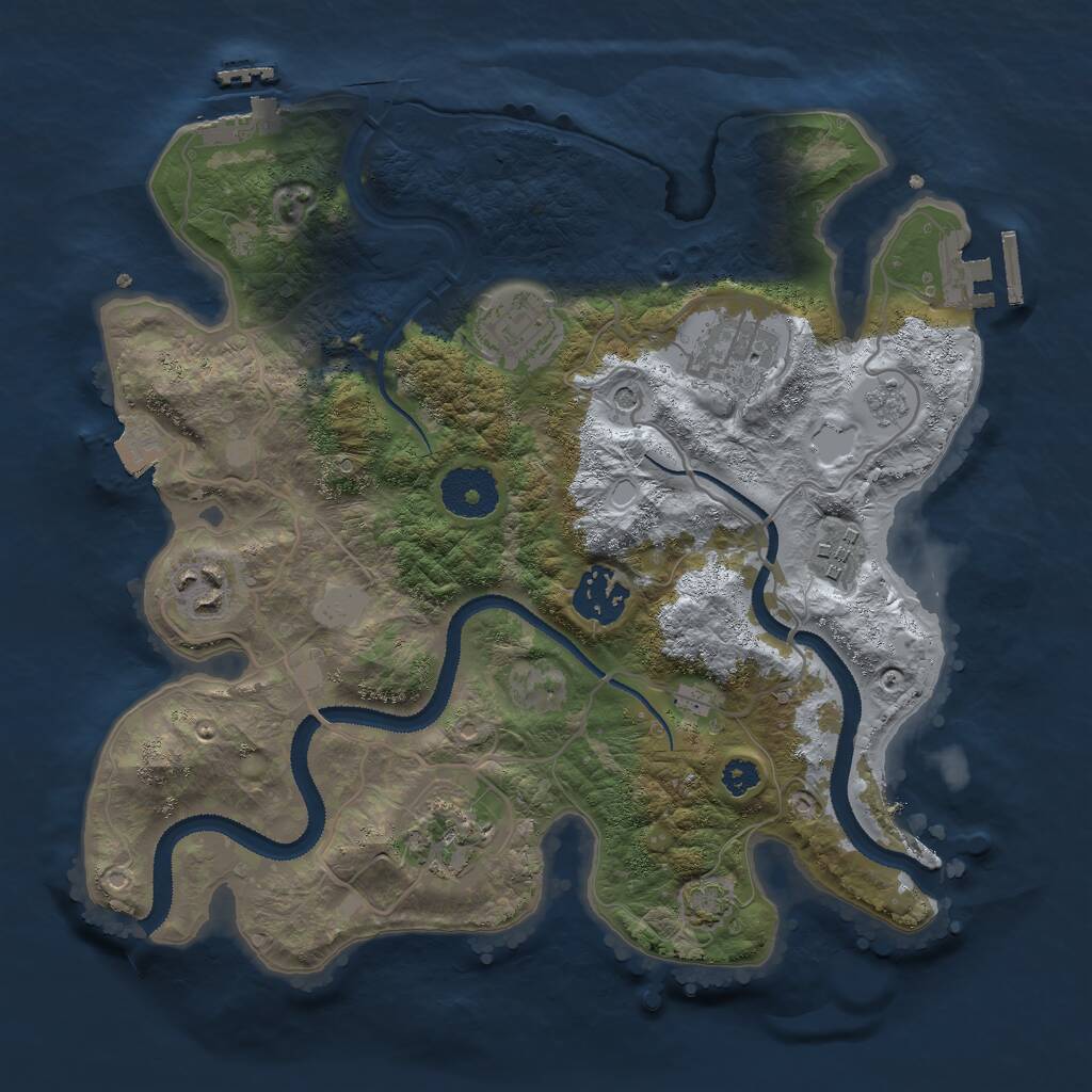 Rust Map: Procedural Map, Size: 3000, Seed: 1015147104, 12 Monuments