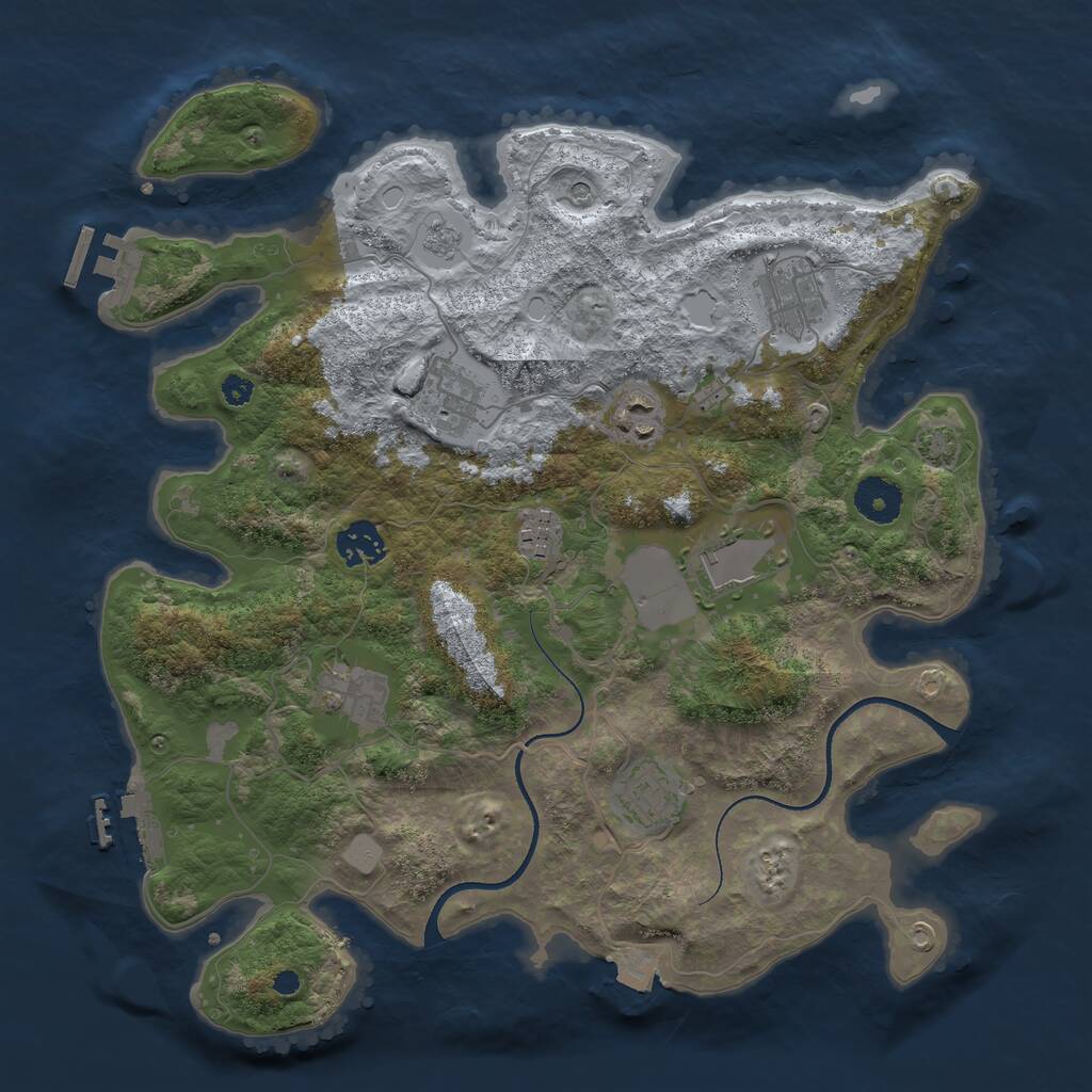 Rust Map: Procedural Map, Size: 3500, Seed: 28041988, 14 Monuments