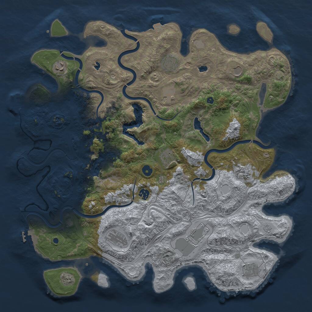 Rust Map: Procedural Map, Size: 4500, Seed: 274453695, 17 Monuments
