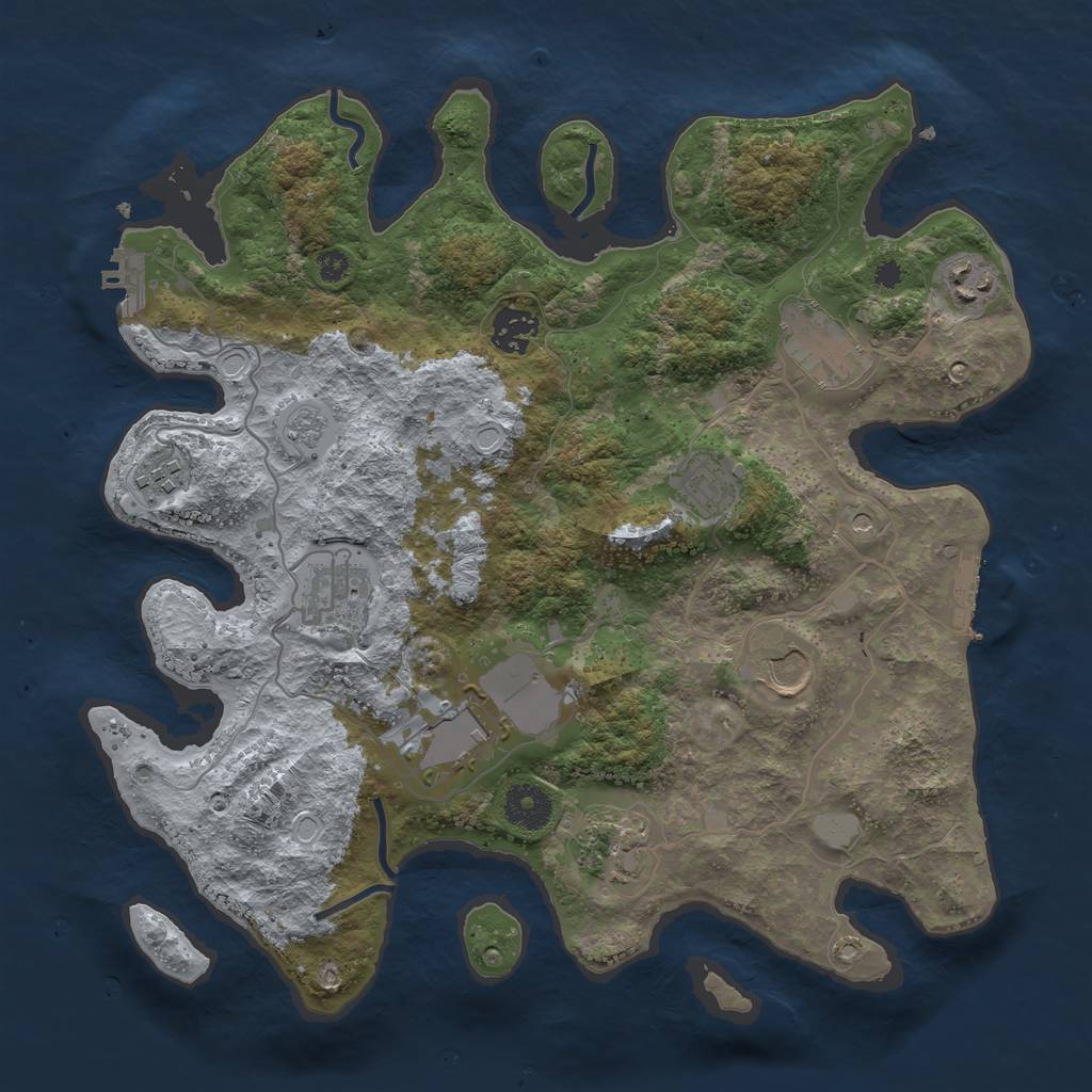 Rust Map: Procedural Map, Size: 3500, Seed: 12489579, 18 Monuments