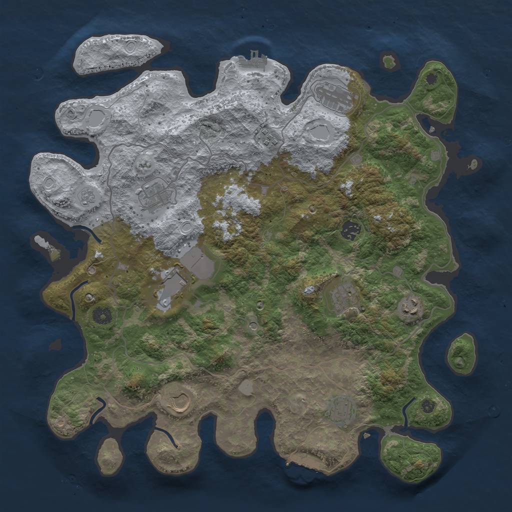 Rust Map: Procedural Map, Size: 4000, Seed: 24242424, 18 Monuments