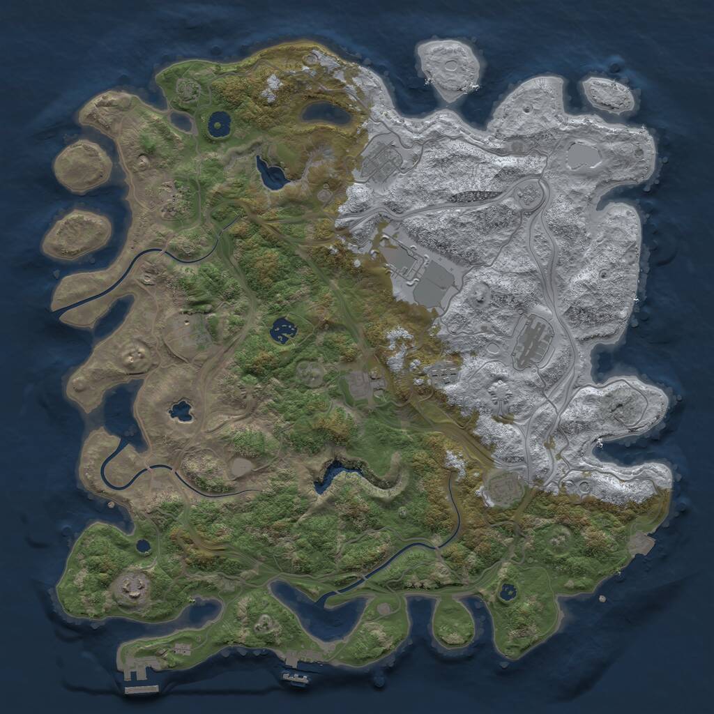 Rust Map: Procedural Map, Size: 4300, Seed: 28727024, 16 Monuments