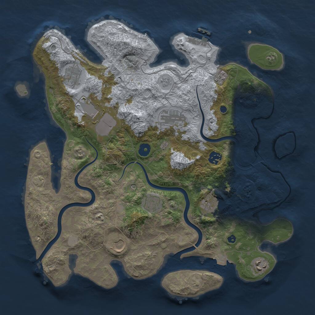 Rust Map: Procedural Map, Size: 3750, Seed: 1289046153, 14 Monuments