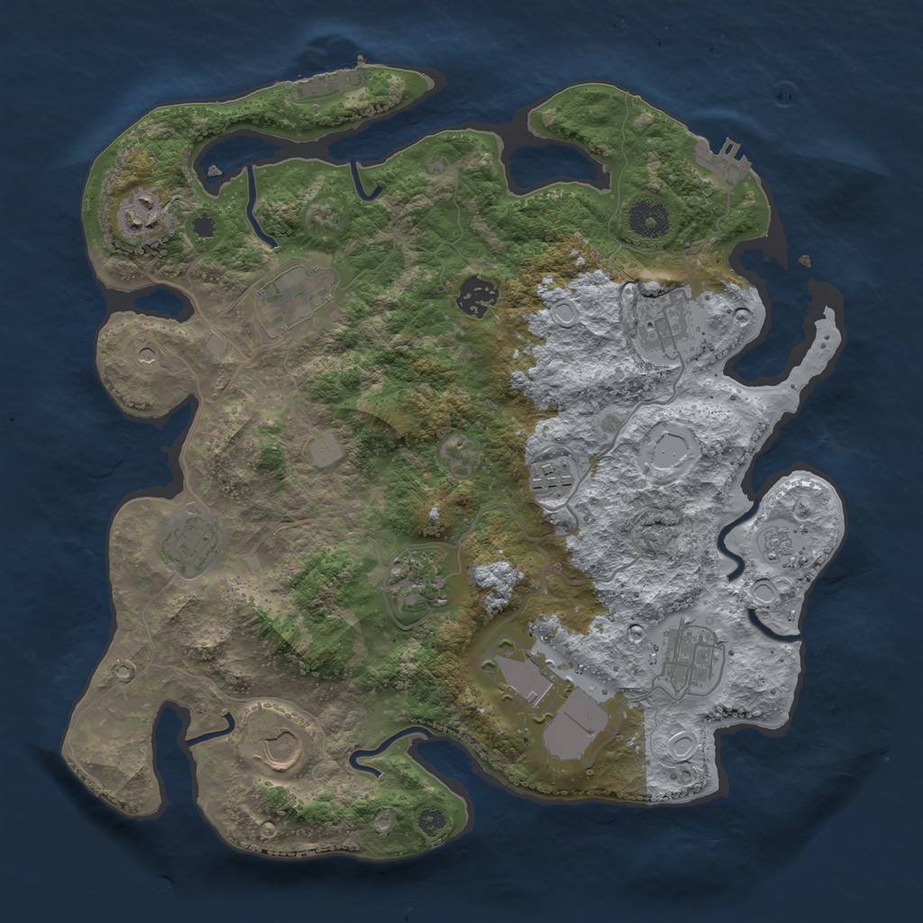 Rust Map: Procedural Map, Size: 3500, Seed: 1573288389, 19 Monuments