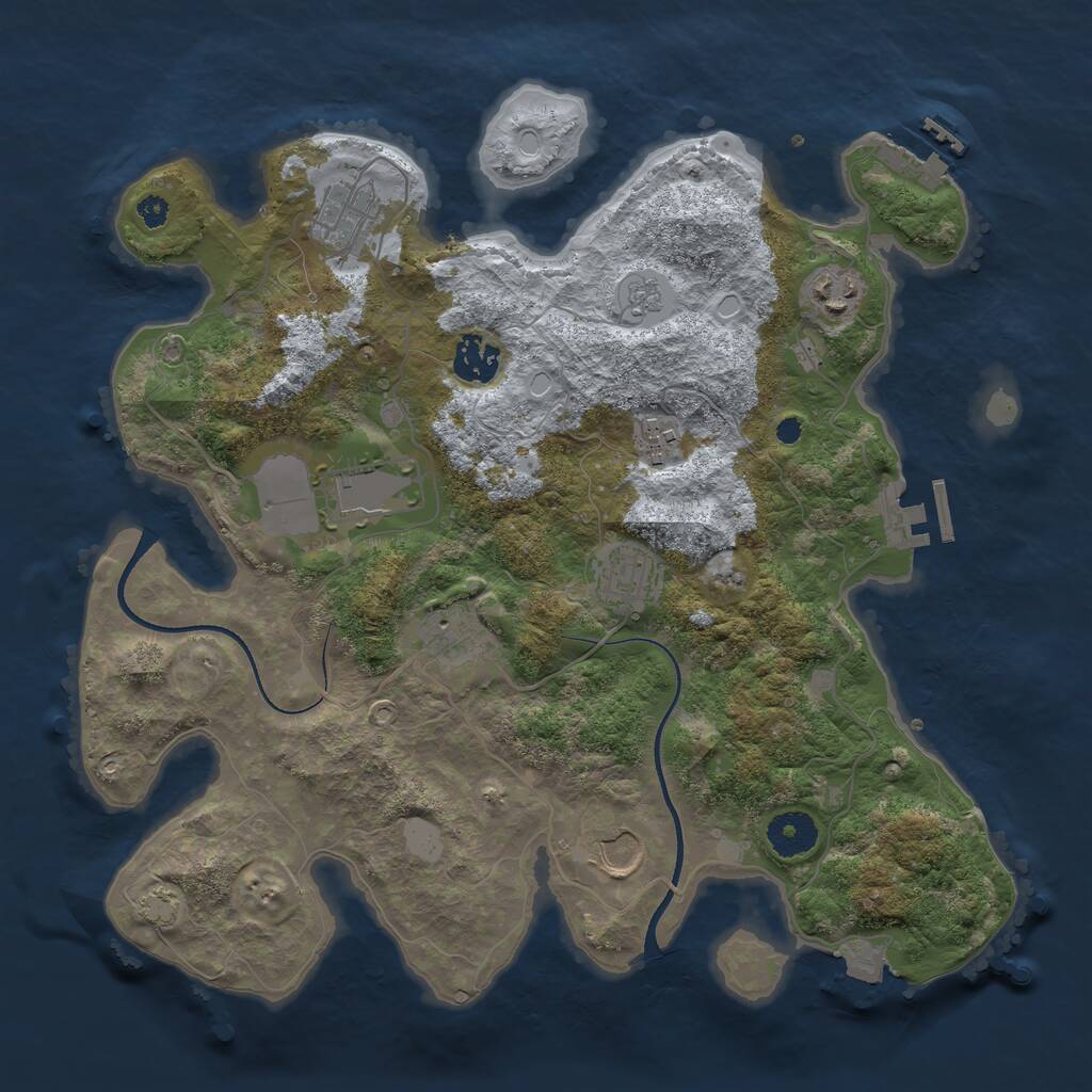 Rust Map: Procedural Map, Size: 3500, Seed: 472282999, 13 Monuments