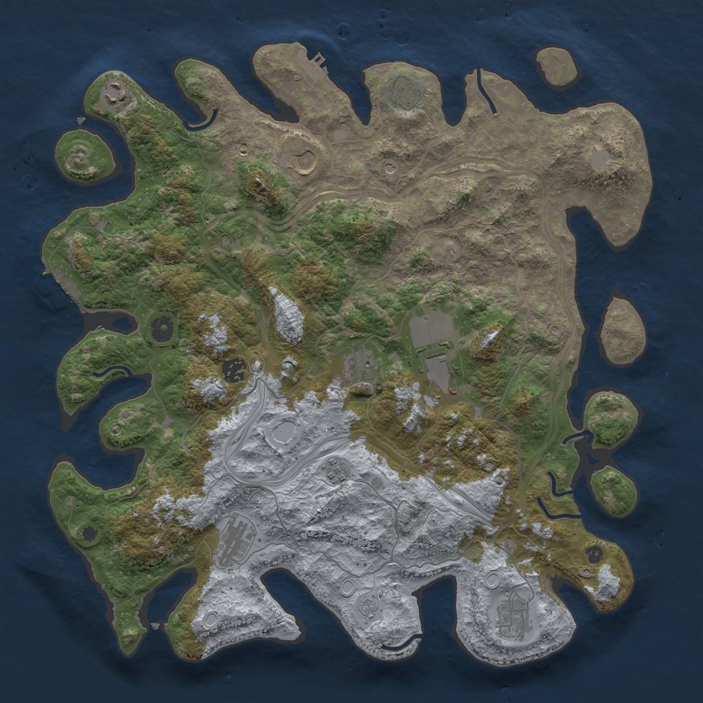 Rust Map: Procedural Map, Size: 4250, Seed: 4909862, 18 Monuments