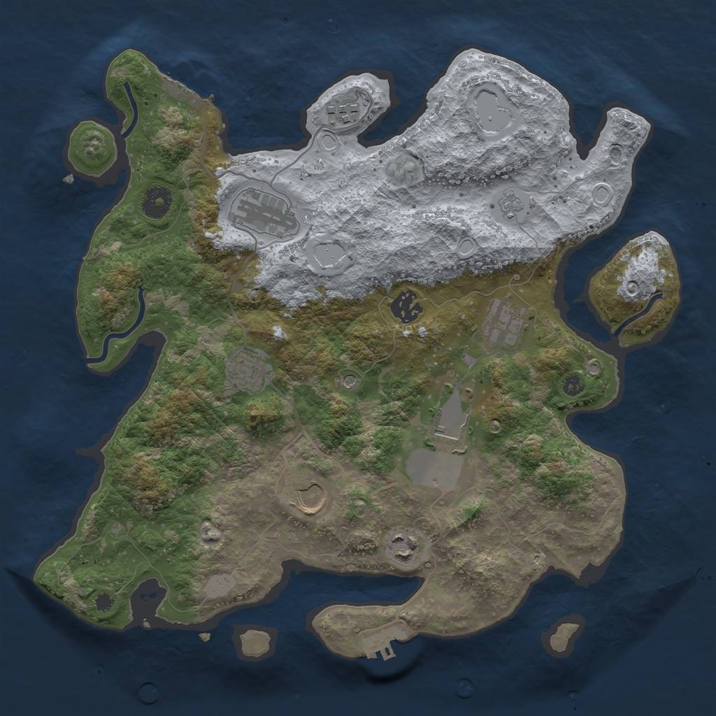 Rust Map: Procedural Map, Size: 3500, Seed: 54797353, 17 Monuments