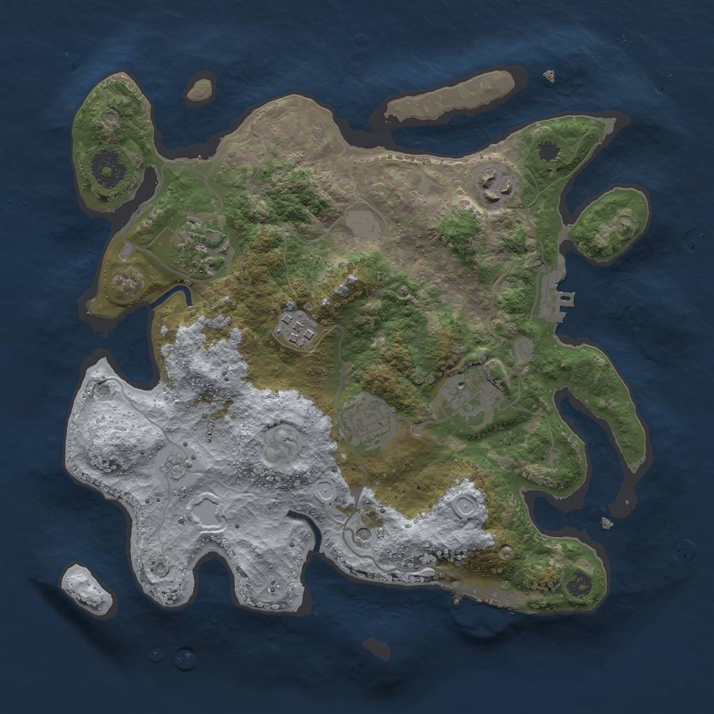 Rust Map: Procedural Map, Size: 3000, Seed: 25935, 14 Monuments