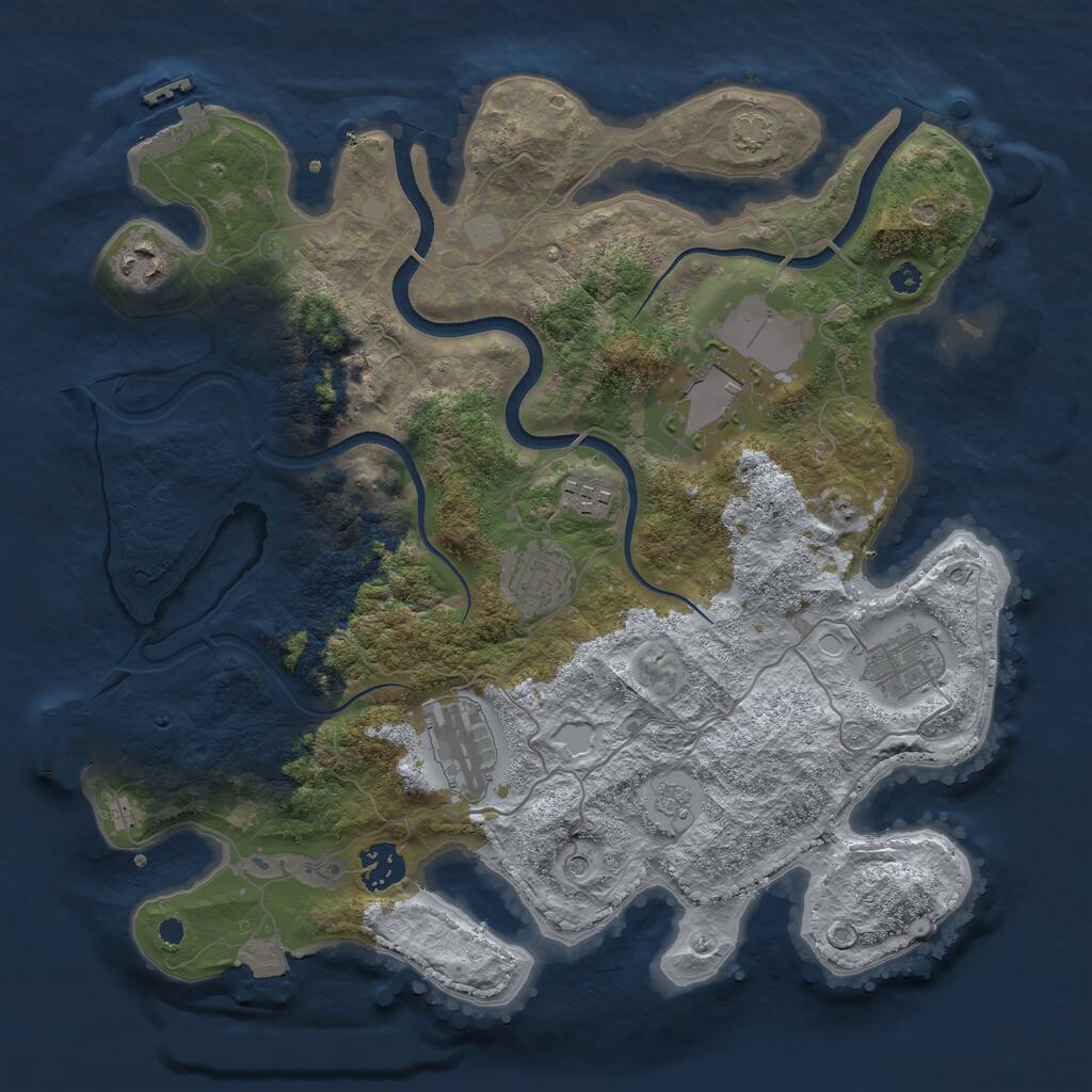 Rust Map: Procedural Map, Size: 3500, Seed: 1374021598, 13 Monuments