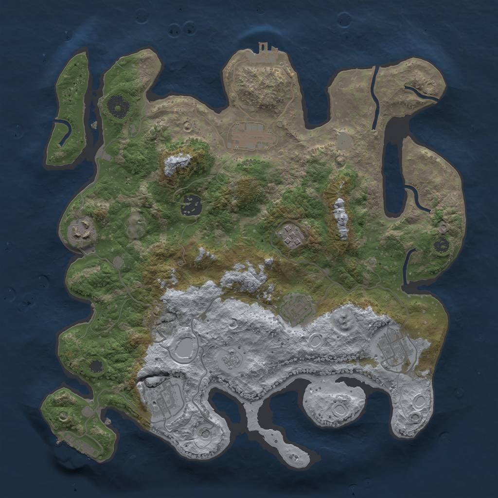 Rust Map: Procedural Map, Size: 3400, Seed: 47, 16 Monuments