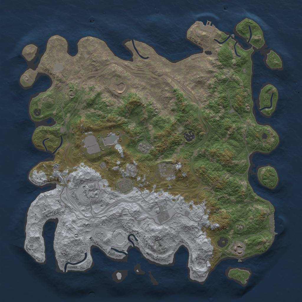 Rust Map: Procedural Map, Size: 4250, Seed: 719815773, 18 Monuments