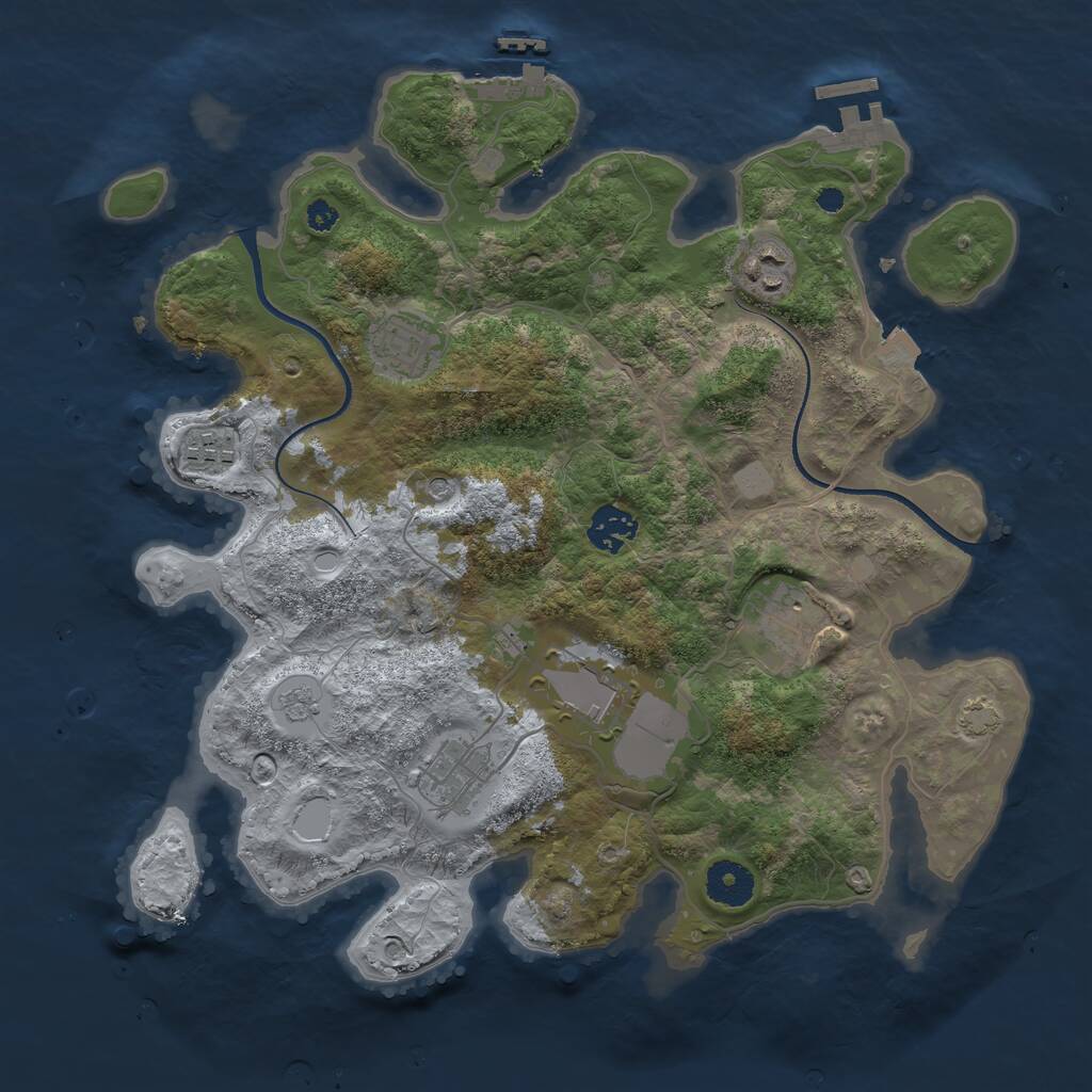 Rust Map: Procedural Map, Size: 3500, Seed: 1249465175, 13 Monuments