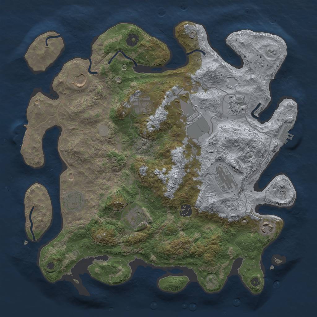 Rust Map: Procedural Map, Size: 3700, Seed: 1883204208, 18 Monuments