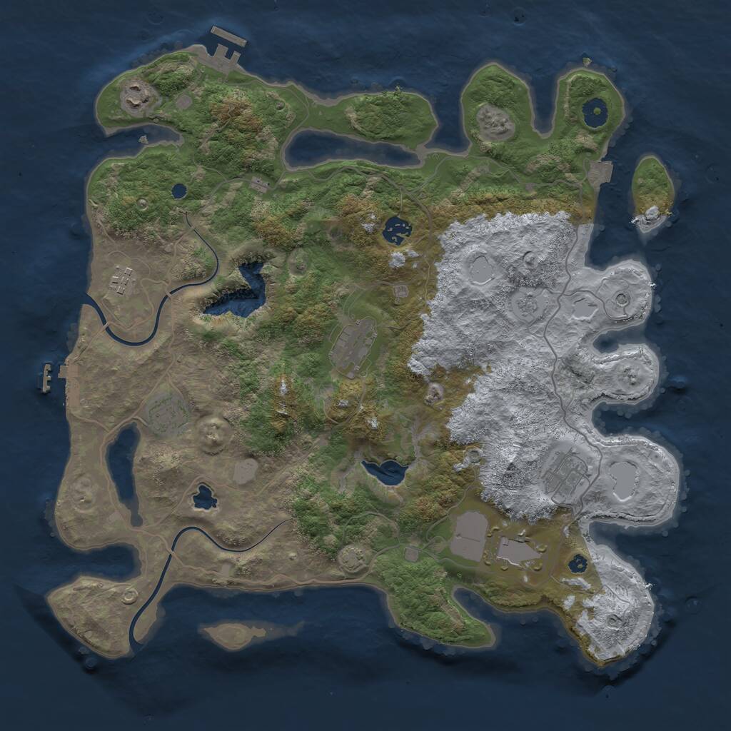Rust Map: Procedural Map, Size: 4000, Seed: 473763, 13 Monuments
