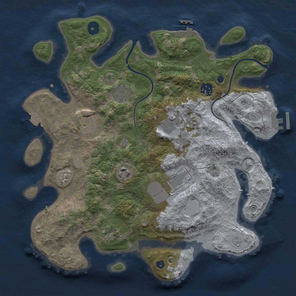 Rust Map: Procedural Map, Size: 3500, Seed: 1650075279, 13 Monuments