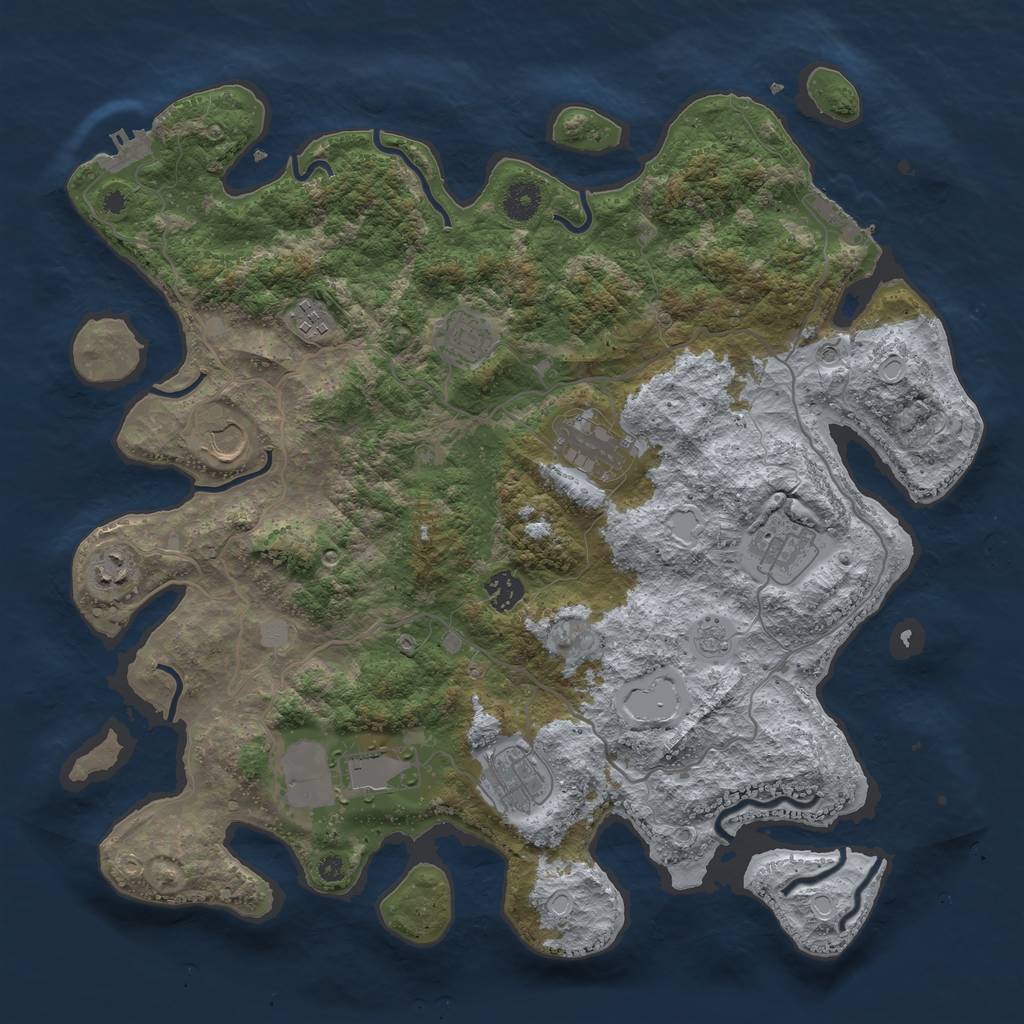 Rust Map: Procedural Map, Size: 4000, Seed: 166874763, 18 Monuments