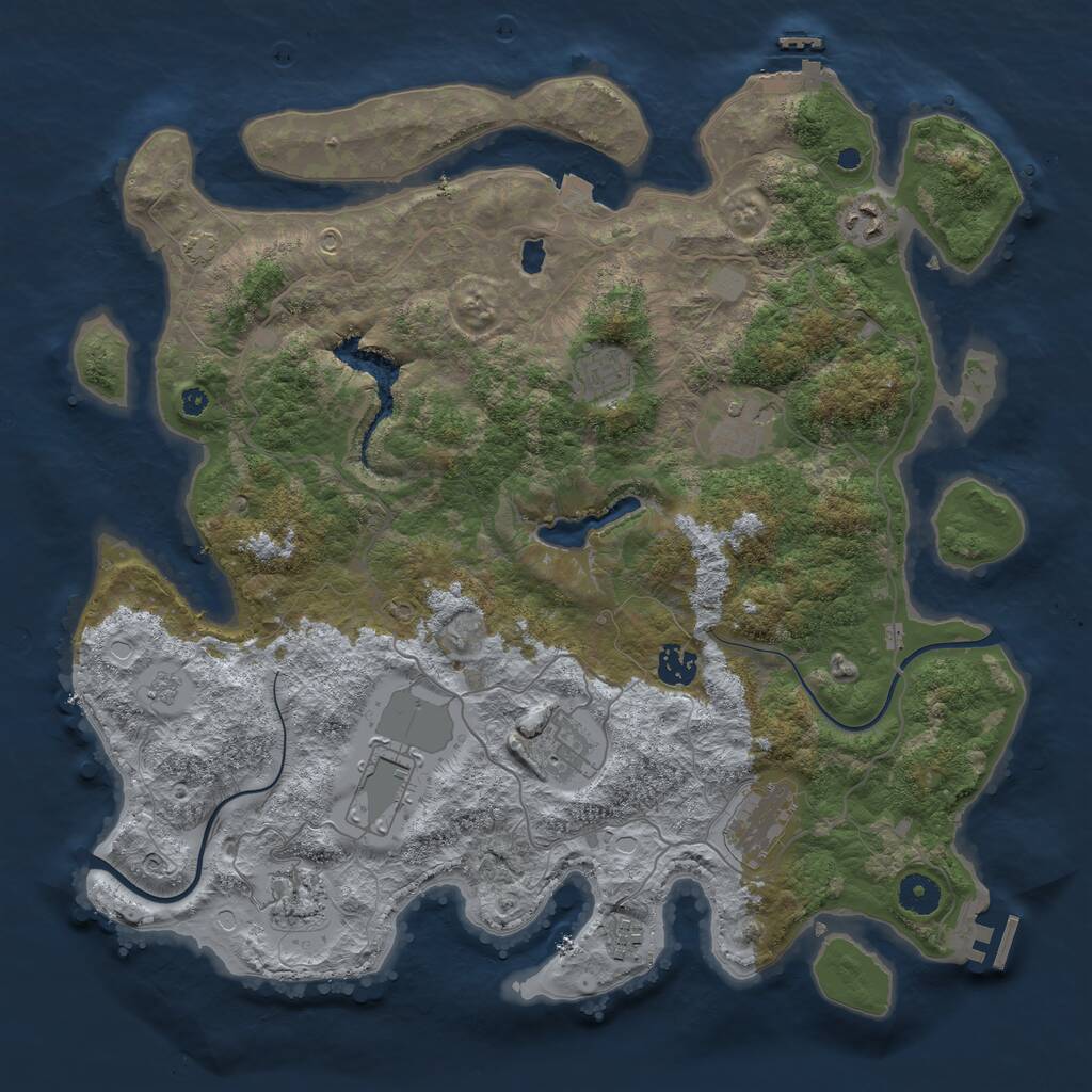 Rust Map: Procedural Map, Size: 4000, Seed: 444667, 14 Monuments