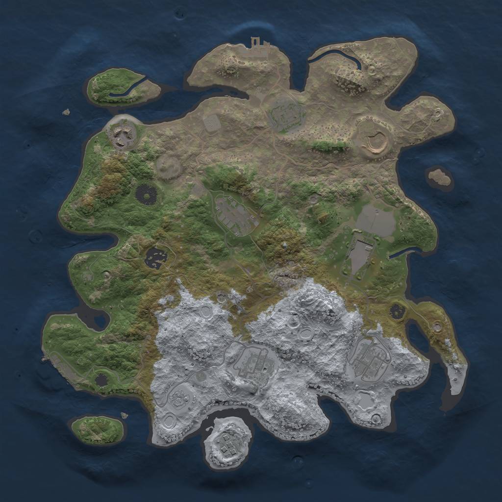 Rust Map: Procedural Map, Size: 3500, Seed: 4267894, 18 Monuments