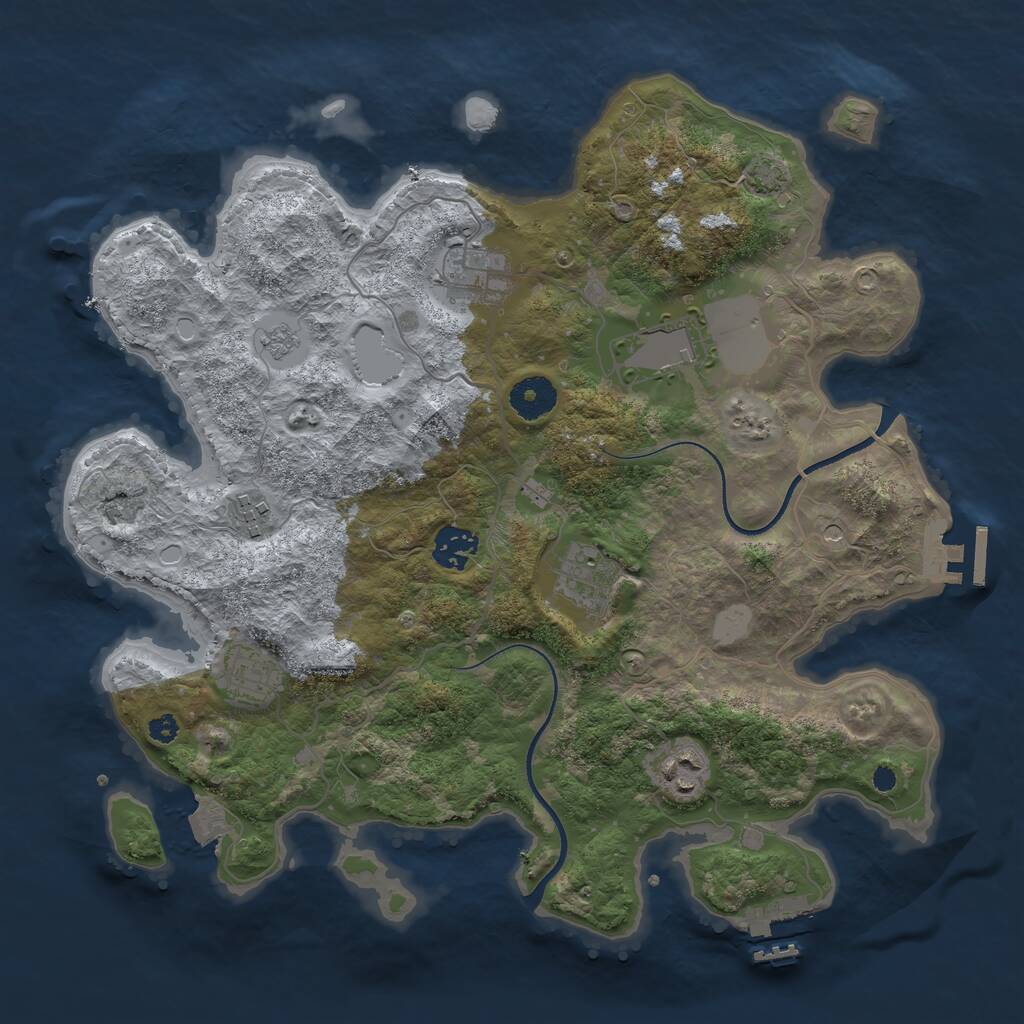 Rust Map: Procedural Map, Size: 3500, Seed: 1019021745, 13 Monuments