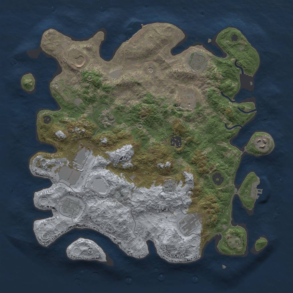Rust Map: Procedural Map, Size: 3700, Seed: 177625105, 19 Monuments