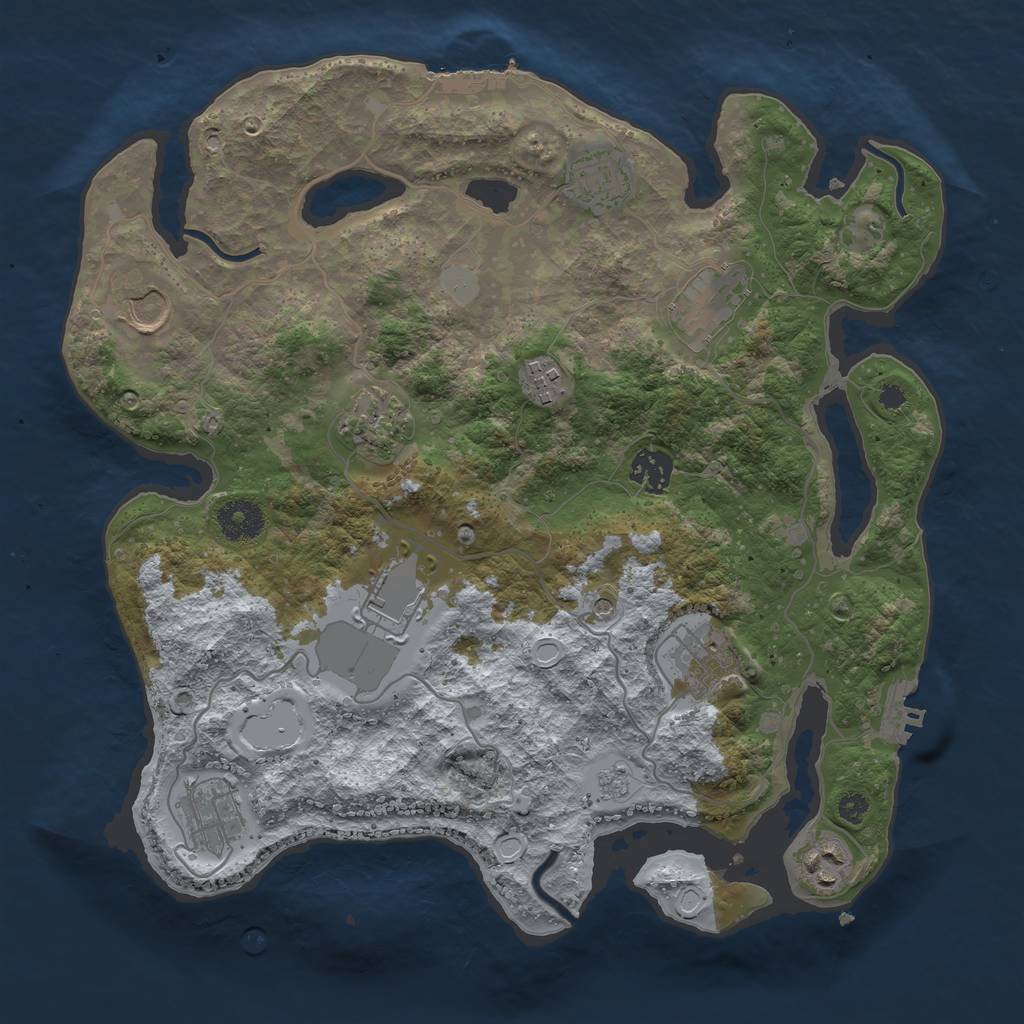 Rust Map: Procedural Map, Size: 3500, Seed: 980958915, 19 Monuments