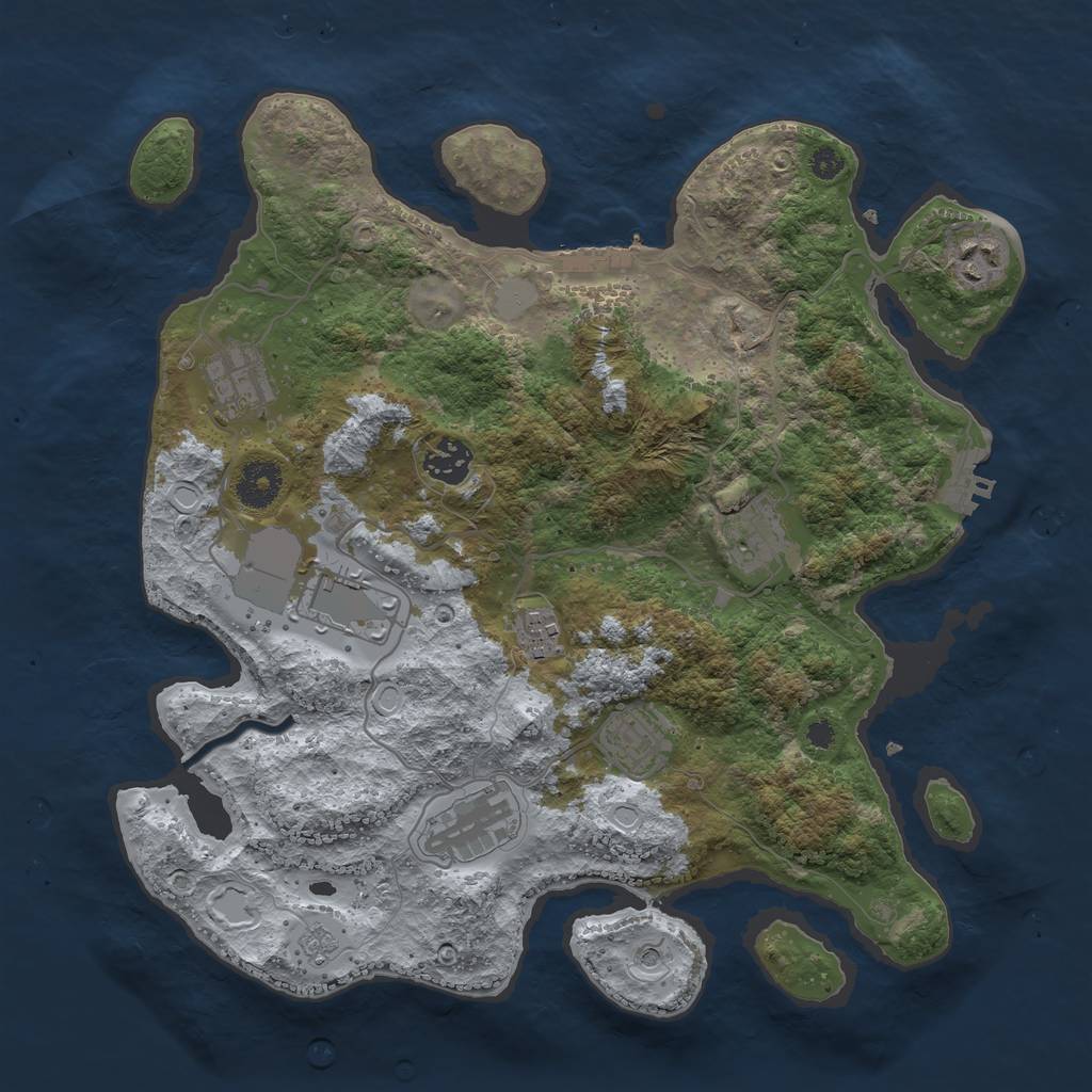 Rust Map: Procedural Map, Size: 3500, Seed: 234758126, 17 Monuments