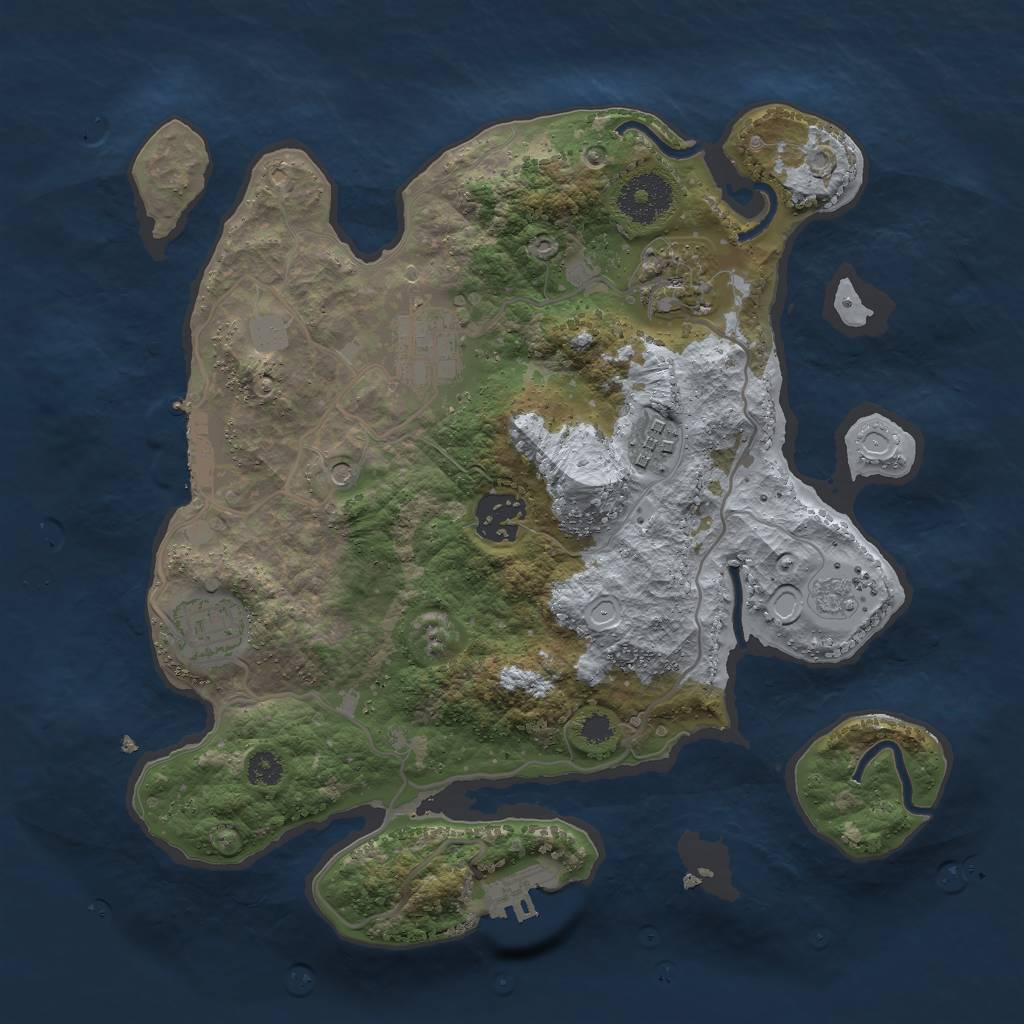 Rust Map: Procedural Map, Size: 3000, Seed: 1936973246, 14 Monuments