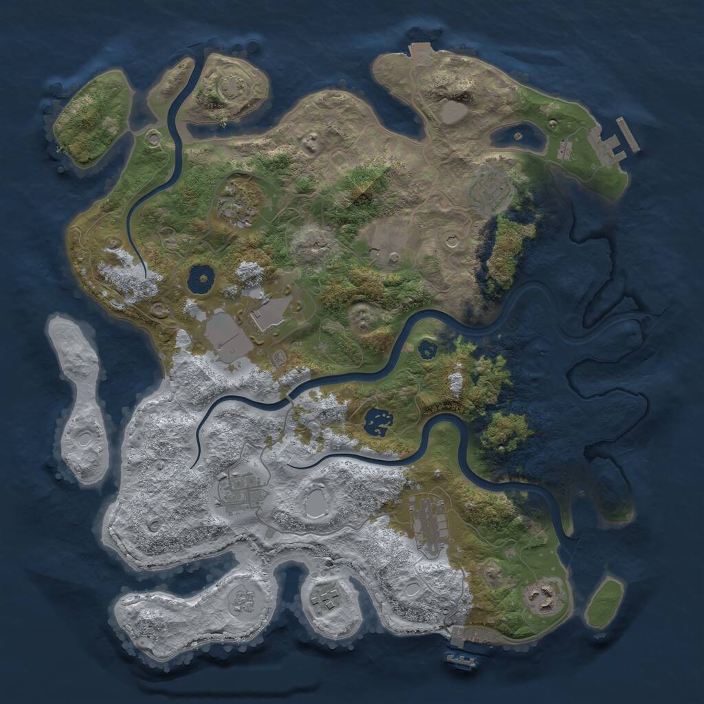 Rust Map: Procedural Map, Size: 3700, Seed: 1264079962, 15 Monuments