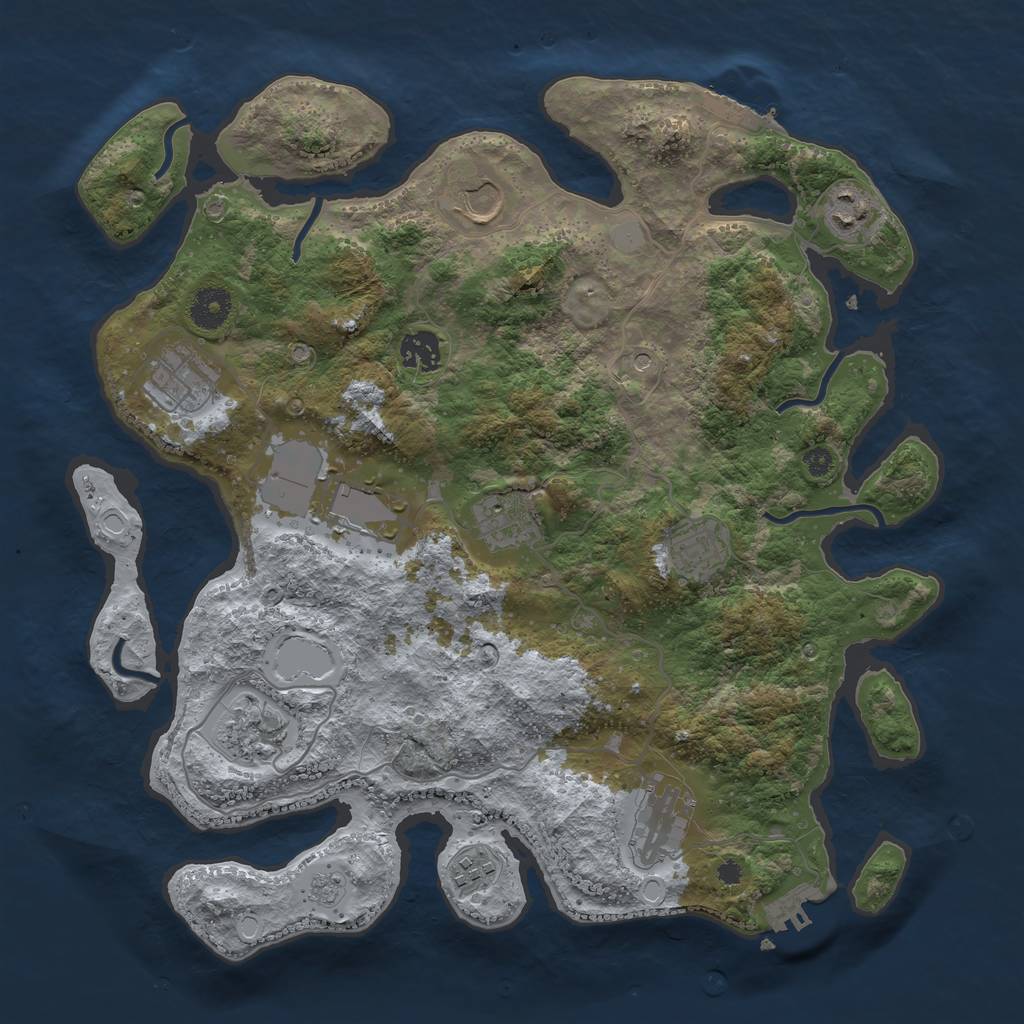 Rust Map: Procedural Map, Size: 3700, Seed: 1264079962, 19 Monuments
