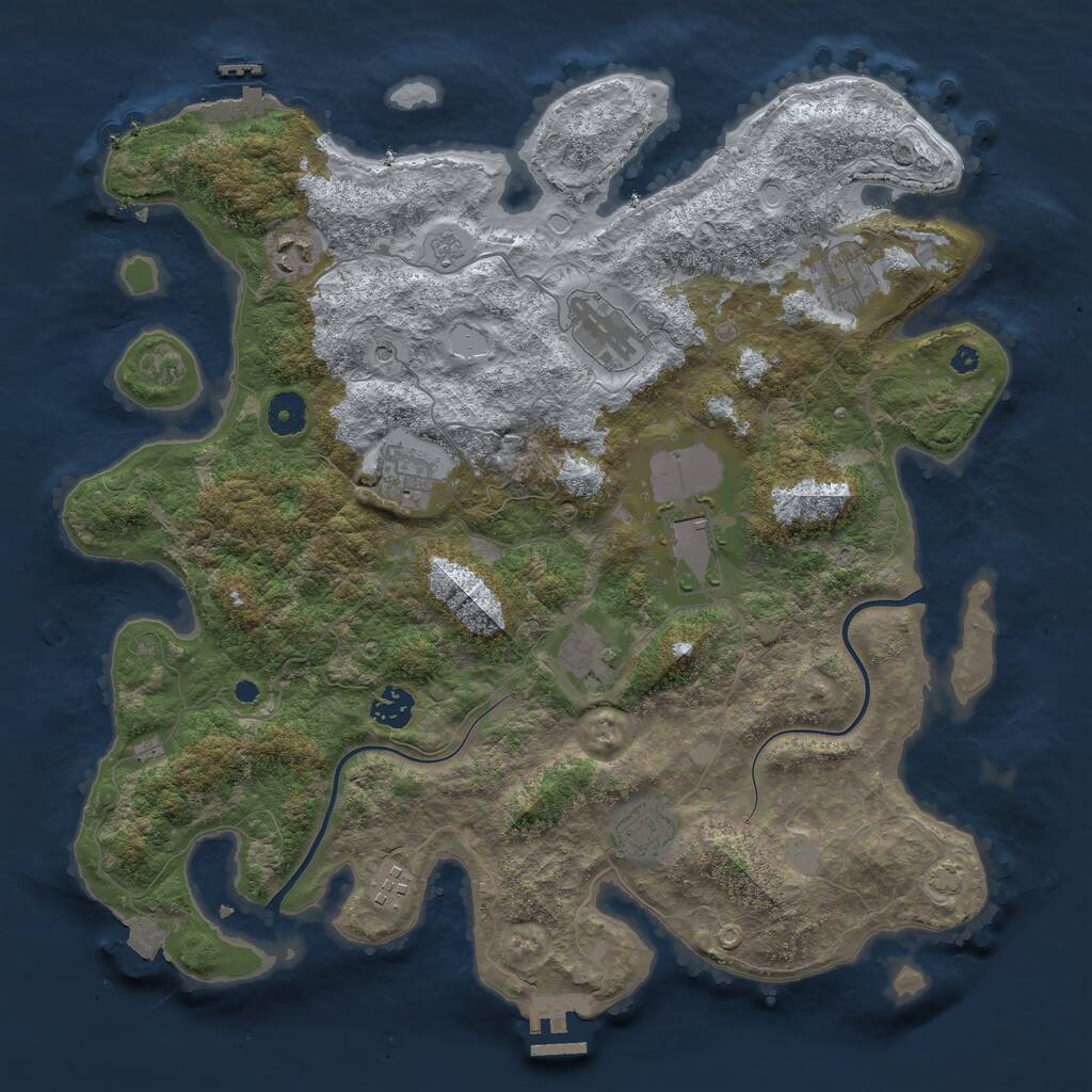 Rust Map: Procedural Map, Size: 3950, Seed: 1184000896, 15 Monuments