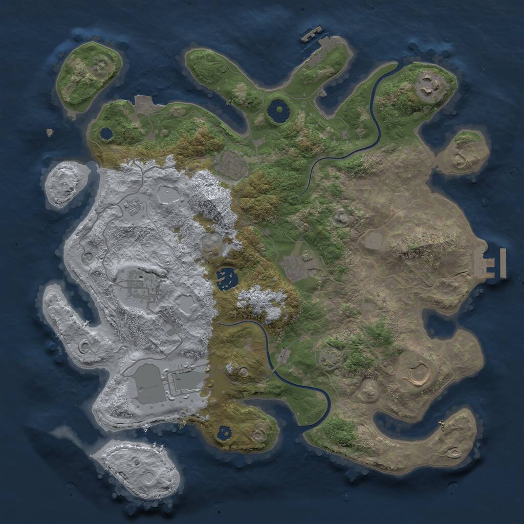Rust Map: Procedural Map, Size: 3500, Seed: 899387749, 13 Monuments