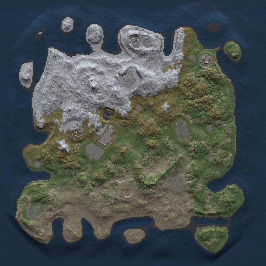 Rust Map: Barren, Size: 4000, Seed: 876317954, 13 Monuments