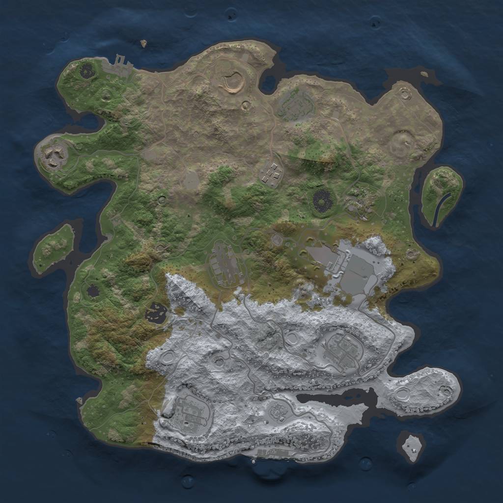 Rust Map: Procedural Map, Size: 3500, Seed: 1126575123, 19 Monuments