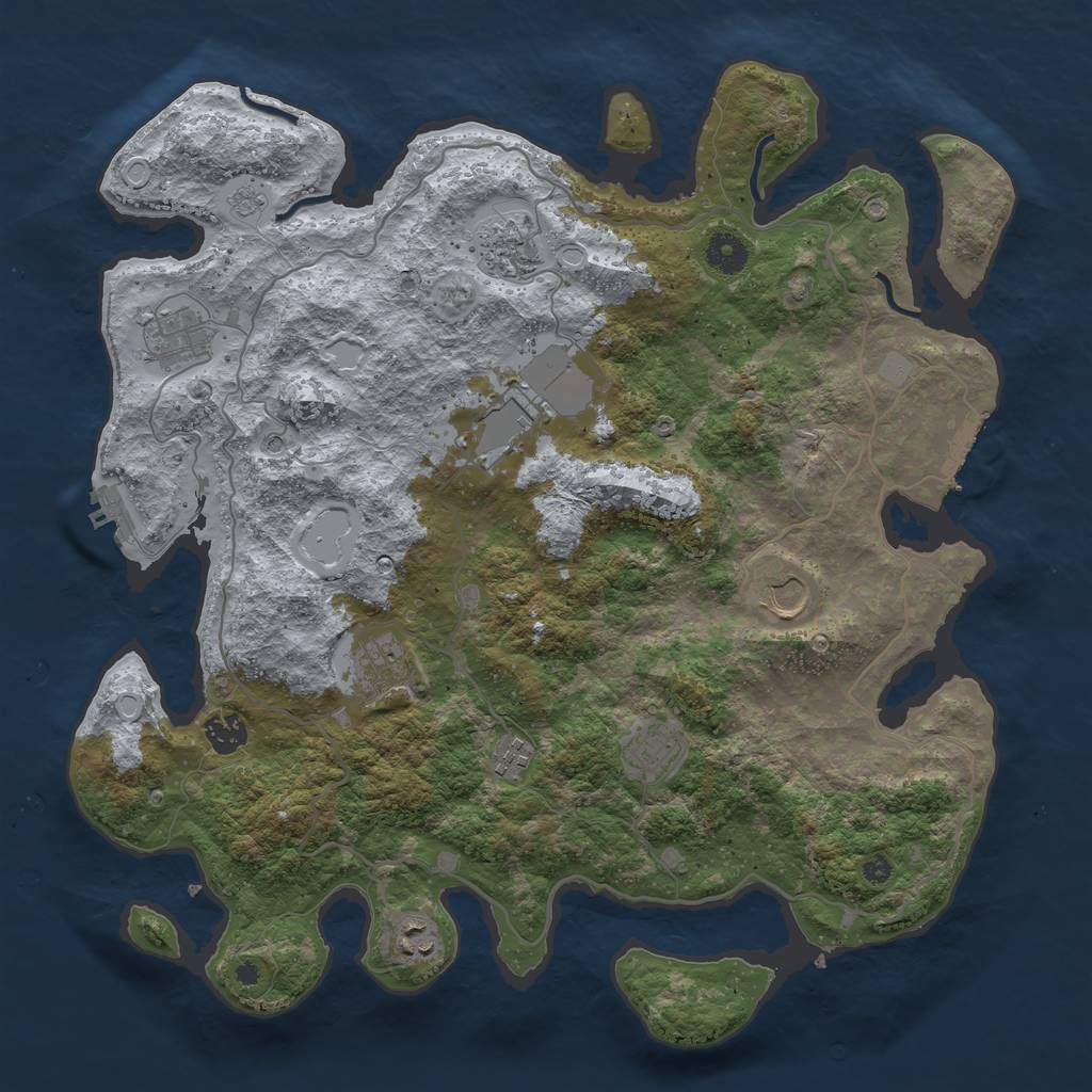 Rust Map: Procedural Map, Size: 4000, Seed: 98599616, 18 Monuments