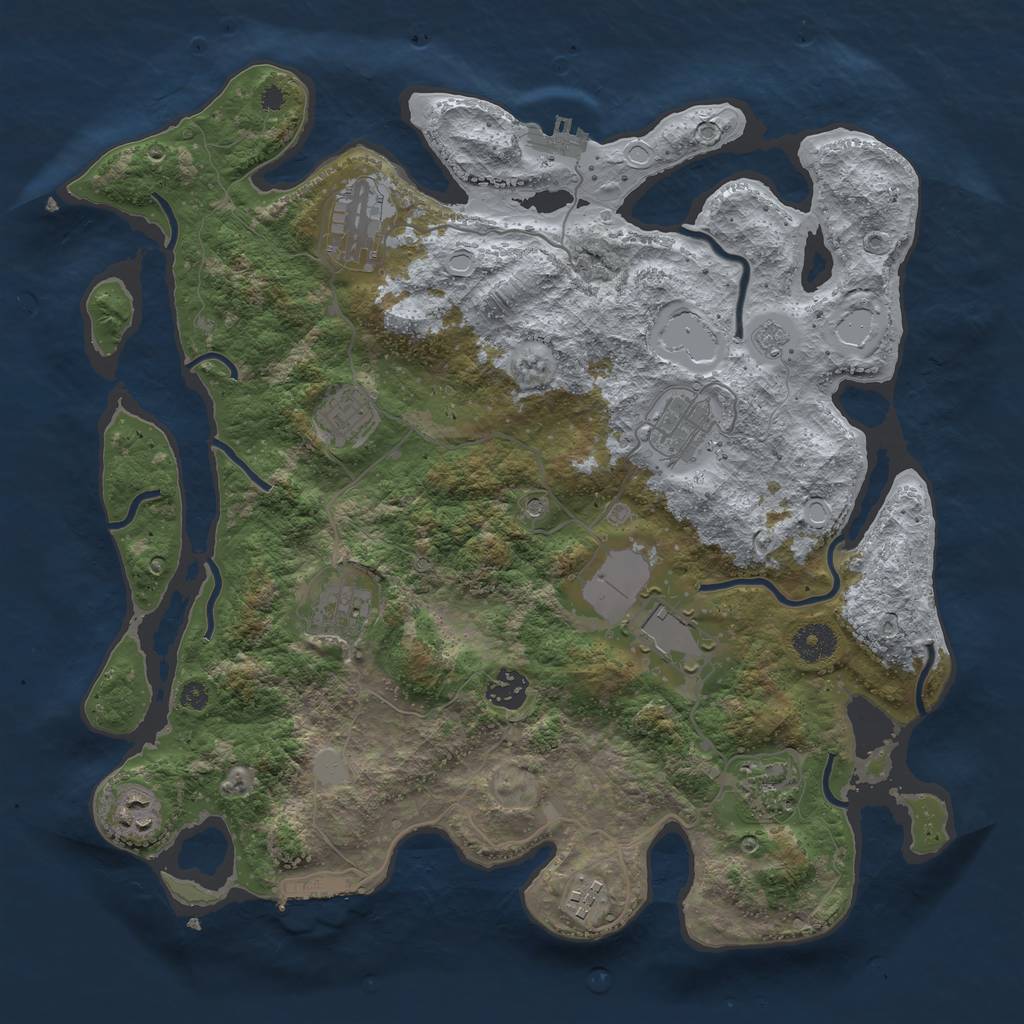Rust Map: Procedural Map, Size: 3750, Seed: 316838212, 18 Monuments