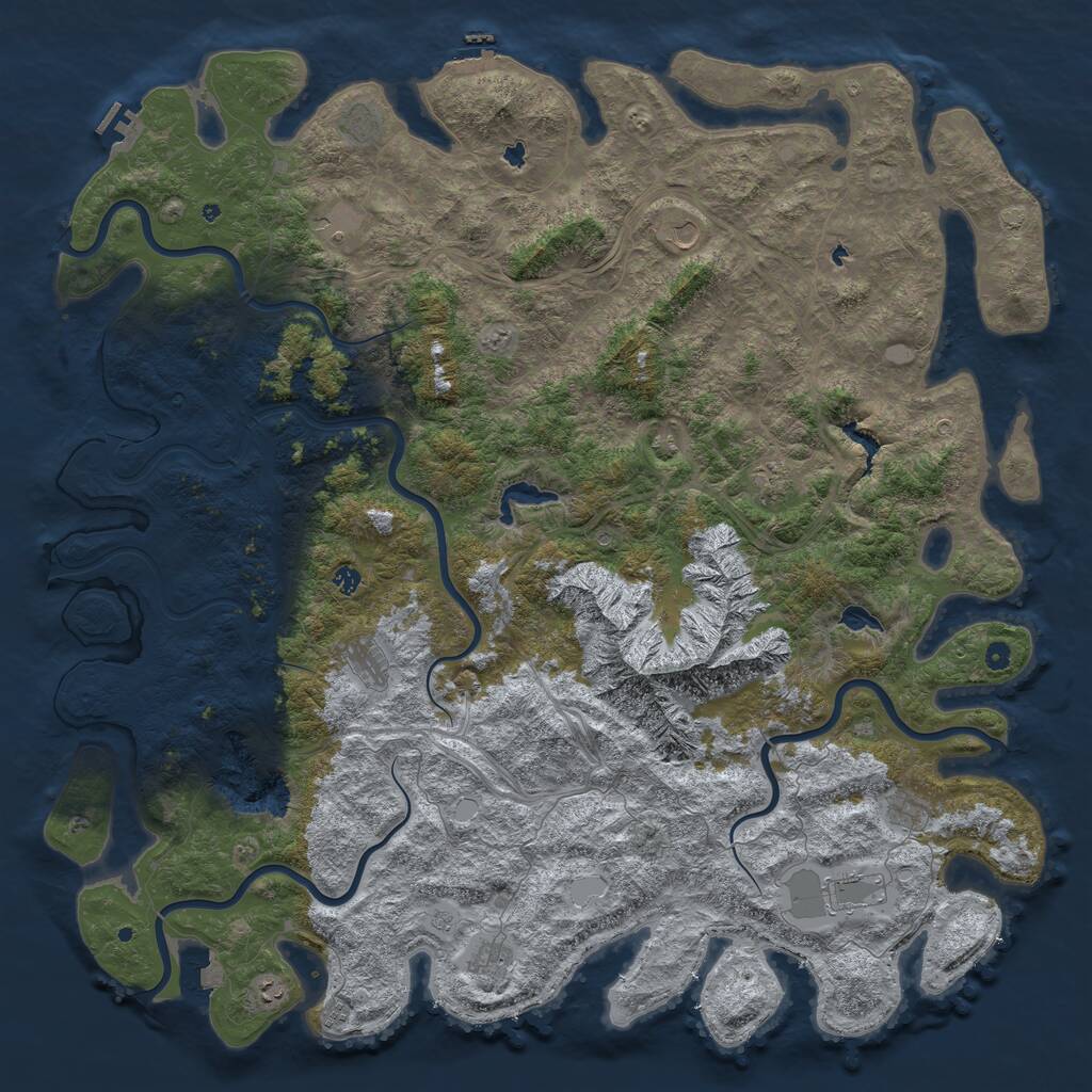 Rust Map: Procedural Map, Size: 6000, Seed: 563204207, 17 Monuments