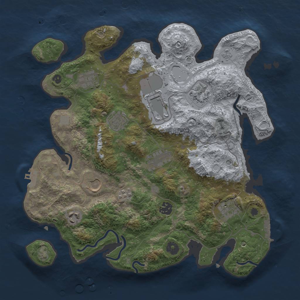 Rust Map: Procedural Map, Size: 3500, Seed: 1830528099, 19 Monuments
