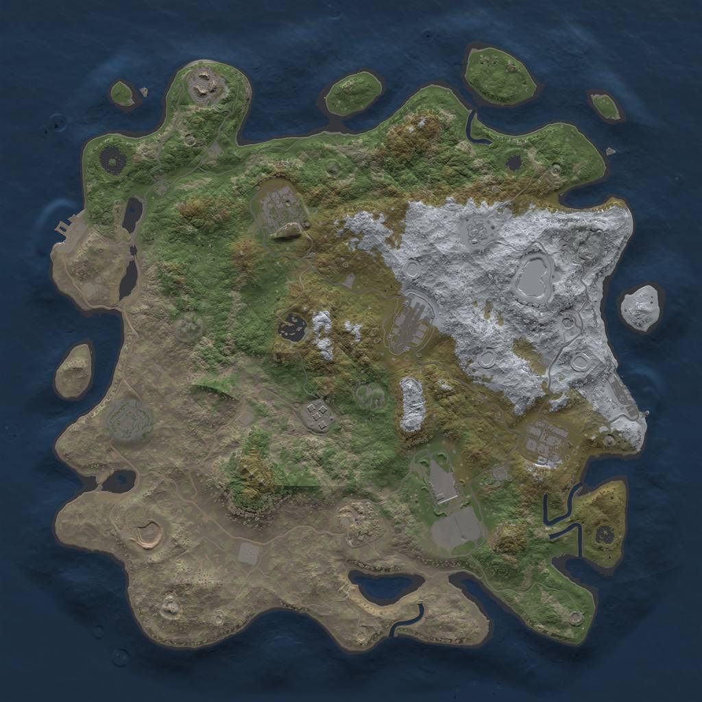 Rust Map: Procedural Map, Size: 3850, Seed: 209969886, 19 Monuments
