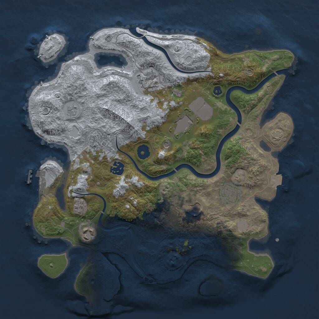 Rust Map: Procedural Map, Size: 3500, Seed: 629121231, 13 Monuments