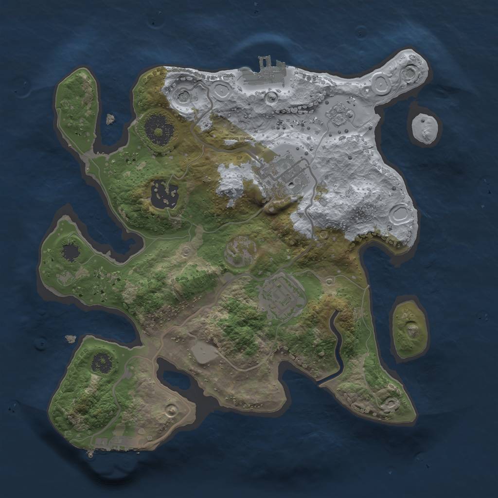 Rust Map: Procedural Map, Size: 2500, Seed: 1758630626, 12 Monuments