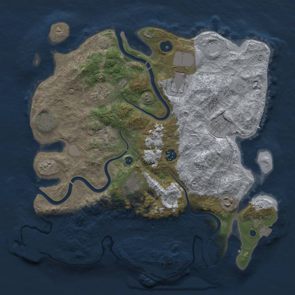 Rust Map: Procedural Map, Size: 3750, Seed: 503664676, 14 Monuments