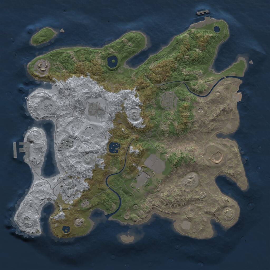 Rust Map: Procedural Map, Size: 3500, Seed: 3892577, 14 Monuments