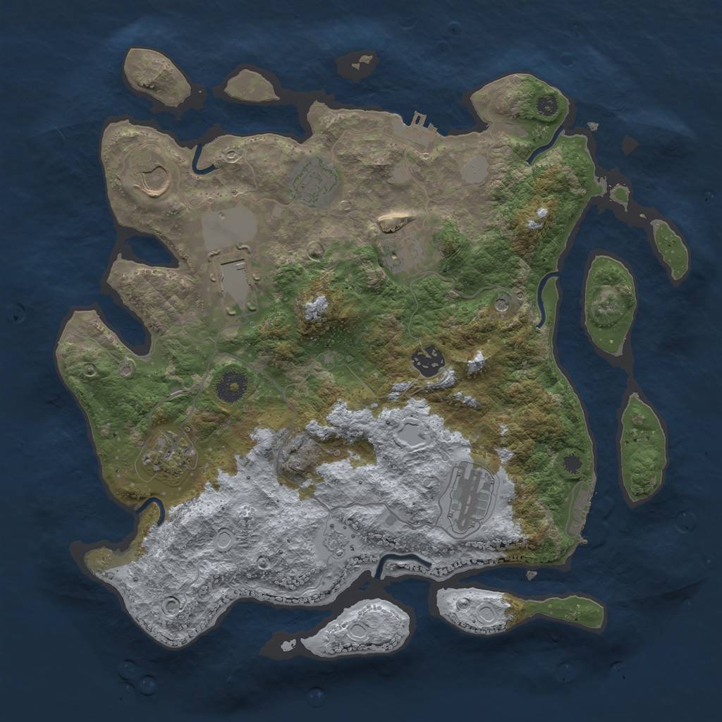 Rust Map: Procedural Map, Size: 3500, Seed: 1140409302, 16 Monuments