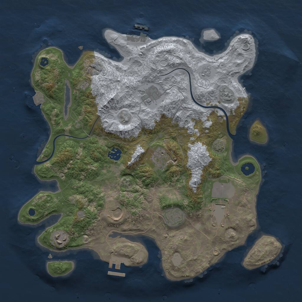 Rust Map: Procedural Map, Size: 3500, Seed: 889554, 12 Monuments
