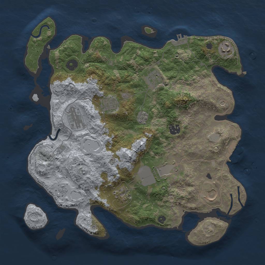 Rust Map: Procedural Map, Size: 3500, Seed: 2031554712, 18 Monuments