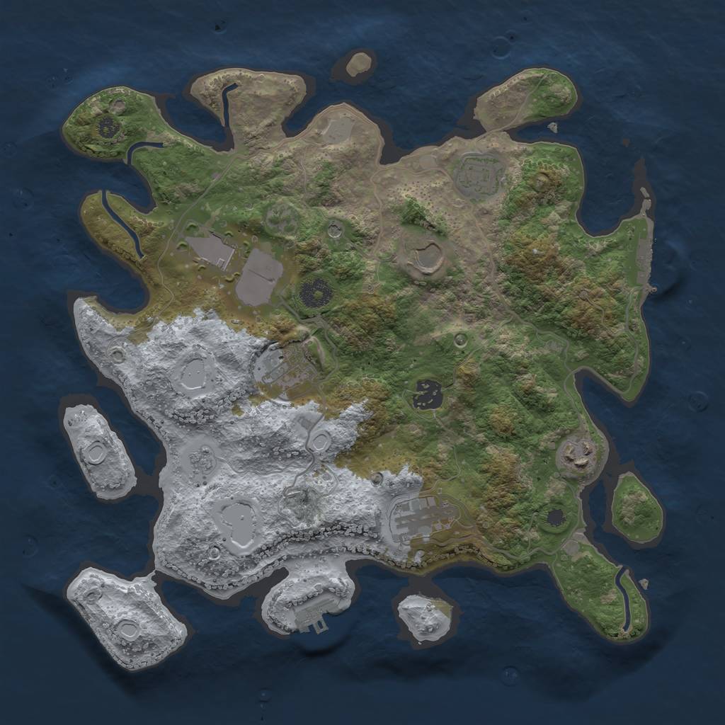 Rust Map: Procedural Map, Size: 3500, Seed: 237363134, 16 Monuments